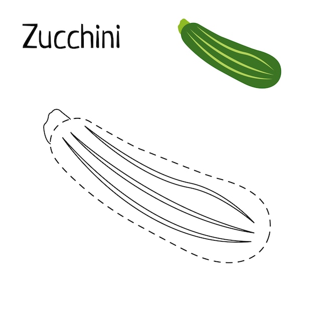 Premium vector vegetables zucchini coloring pages for kids