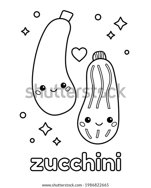 Stock vektor âcute cartoon zucchini face coloring pageâ bez autorskãch poplatkå