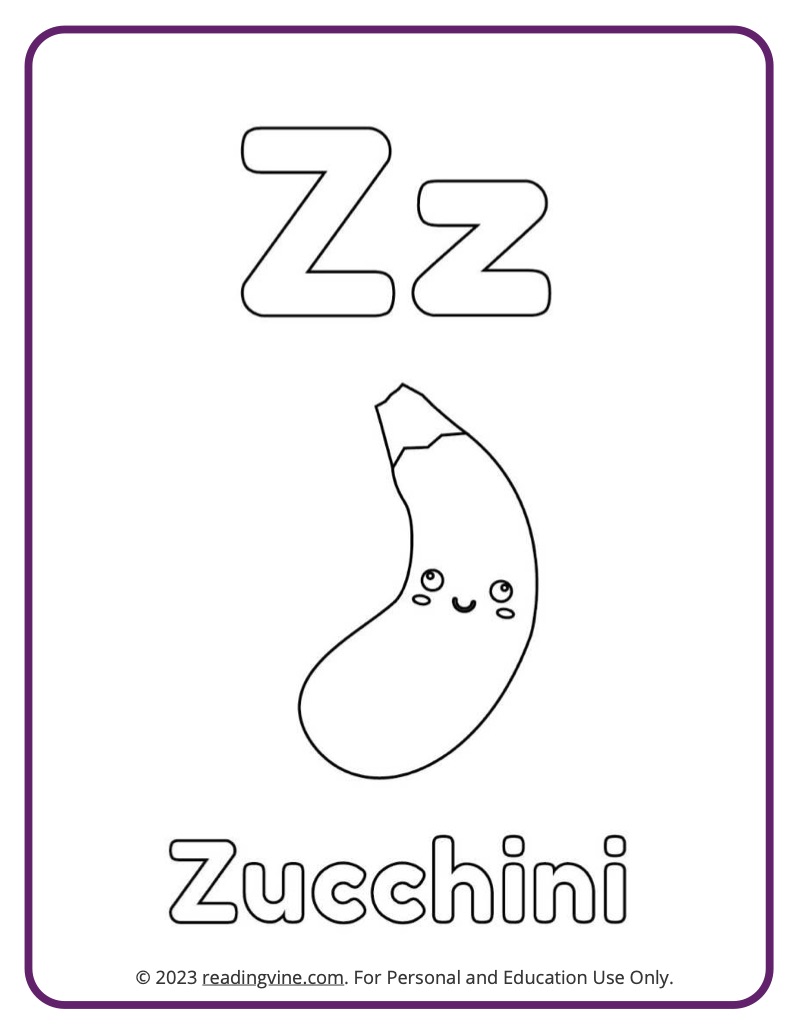 Letter z coloring pages