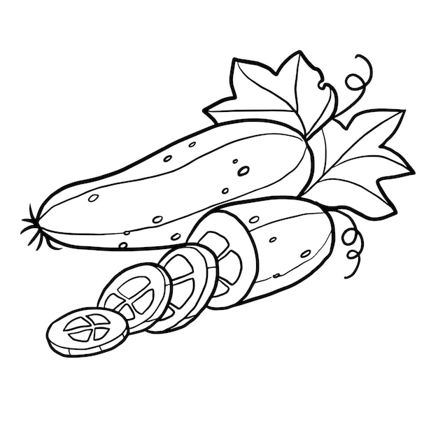 Premium vector zucchini vegetables cartoon cute kawaii doodle coloring page drawing illustration clipart