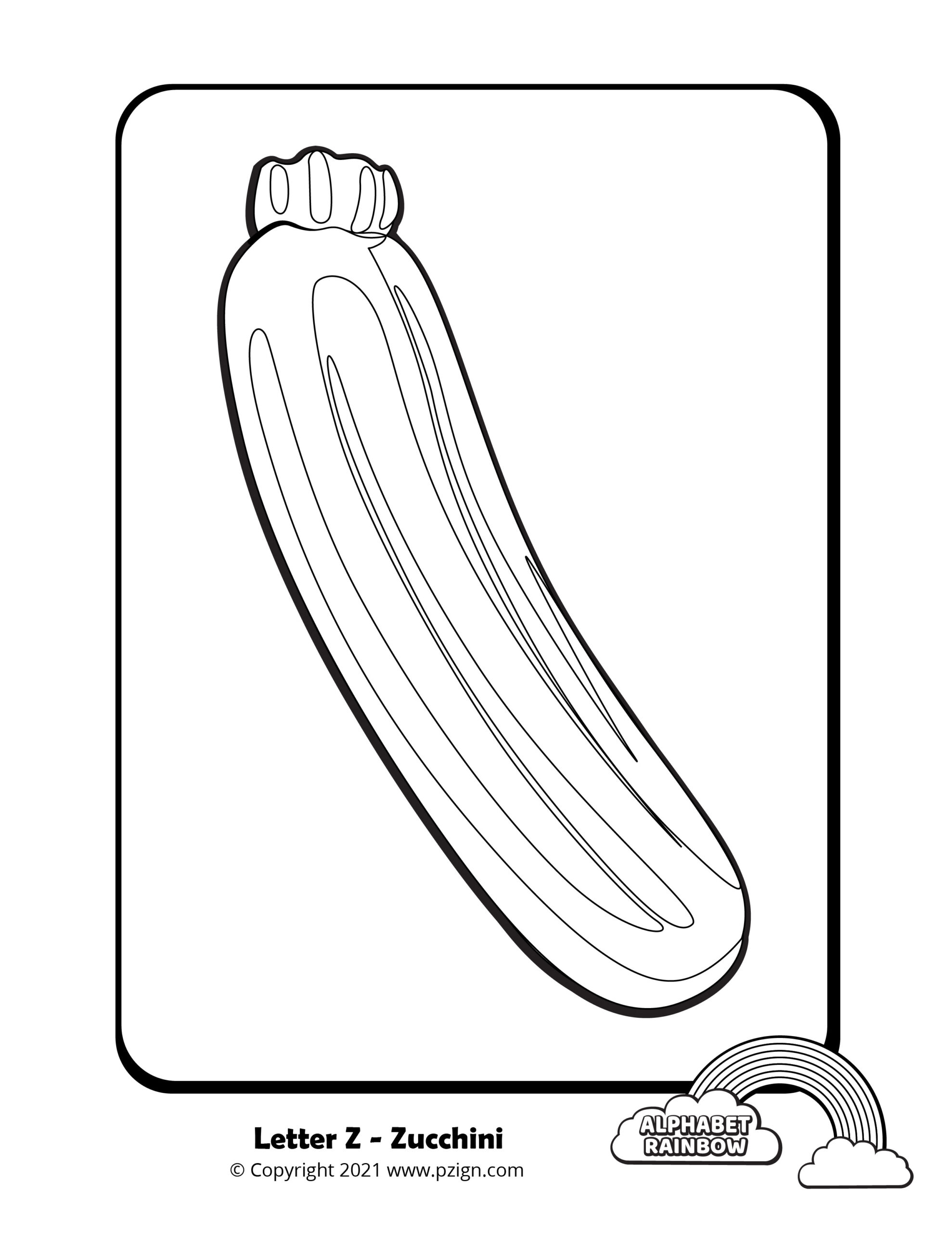 Alphabet rainbow â letter z coloring pages