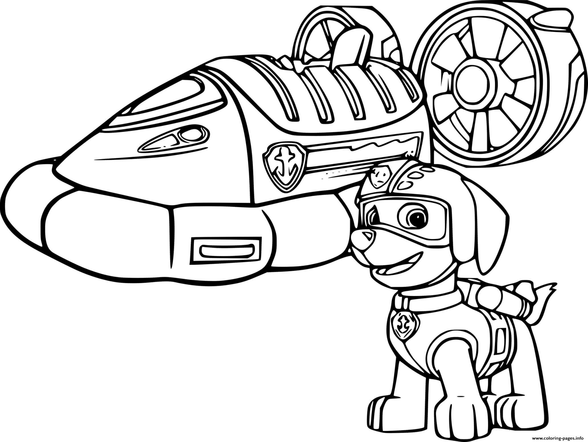 Zuma and his hovercraft coloring page printable