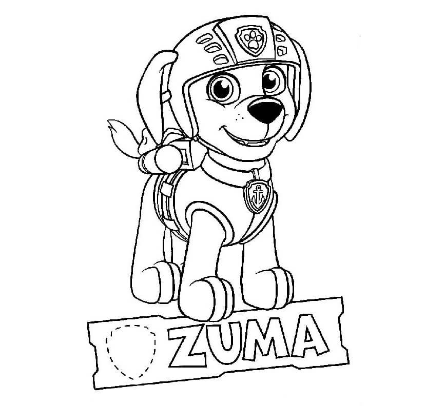 Colouring book zuma from the cartoon psi patrol to print and online
